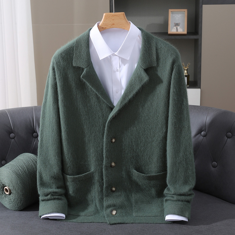 Wool Blend Coat - New Mink Wool Cardigan Men's Padded