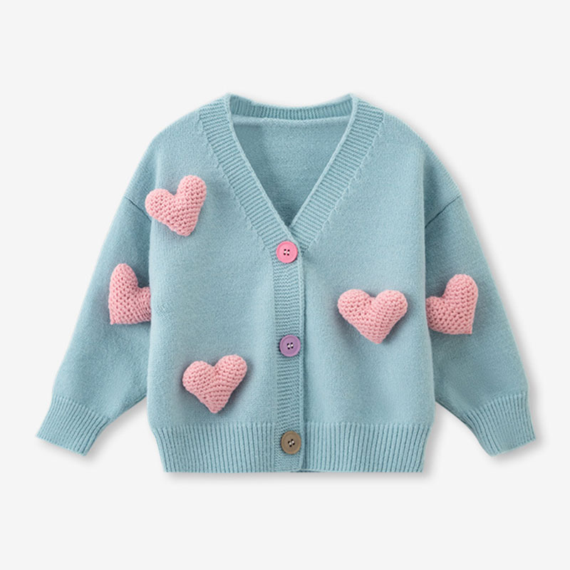 Winter Clothing 1 Year Old - Girls Sweaters Coat Three-Dimensional Love Knitted