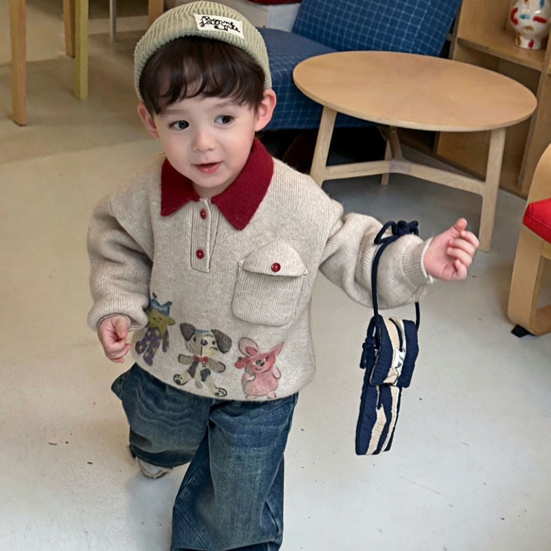 Boys' thickened warm sweater,  - đánh giá và giá Winter Clothing 1 Year Old