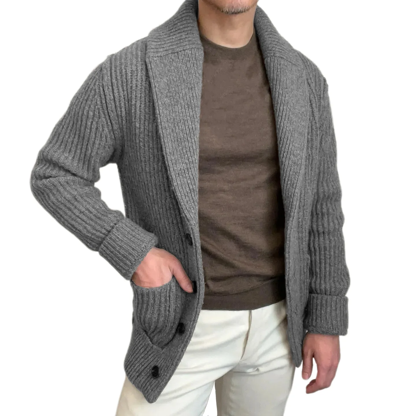 Men's Sweaters Cardigan Lapel  - đánh giá và giá Wool Blend Coat