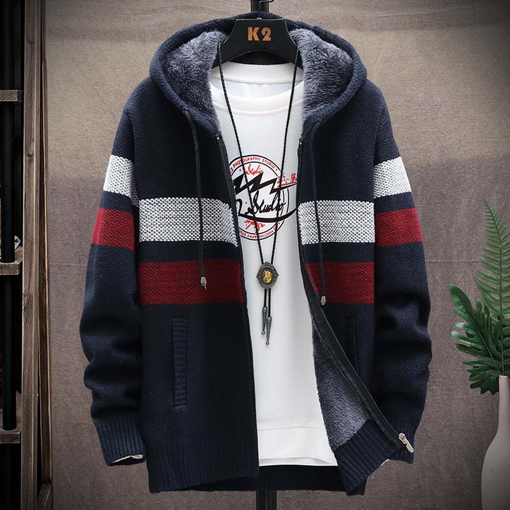 Men's Striped Sweater Coat Thi - đánh giá và giá Wool Blend Coat