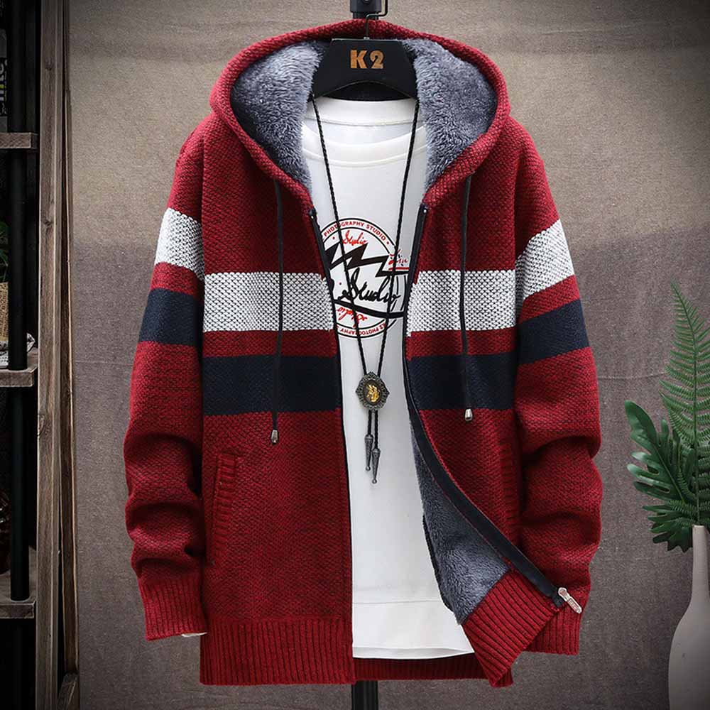Men's Striped Sweater Coat Thi - đánh giá và giá Wool Blend Coat