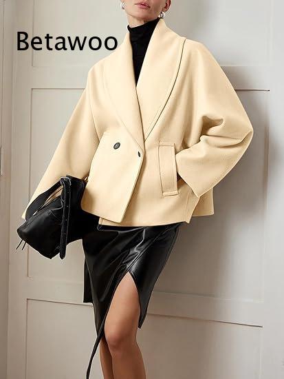 Women's Double-Breasted Short  - đánh giá và giá Wool Blend Coat