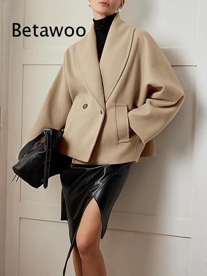 Women's Double-Breasted Short  - đánh giá và giá Wool Blend Coat