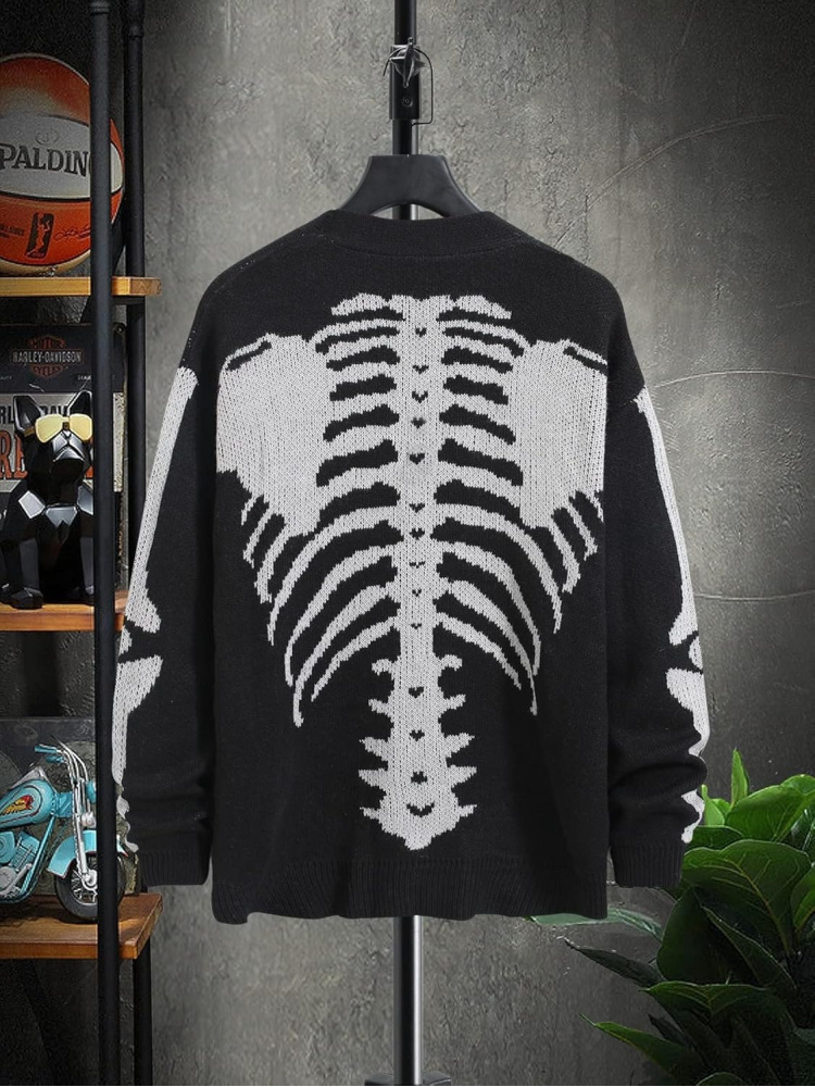 Men's Skeleton Pattern Cardiga - đánh giá và giá Wool Blend Coat