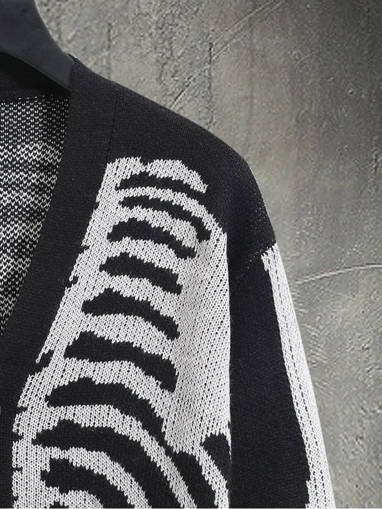 Men's Skeleton Pattern Cardiga - đánh giá và giá Wool Blend Coat