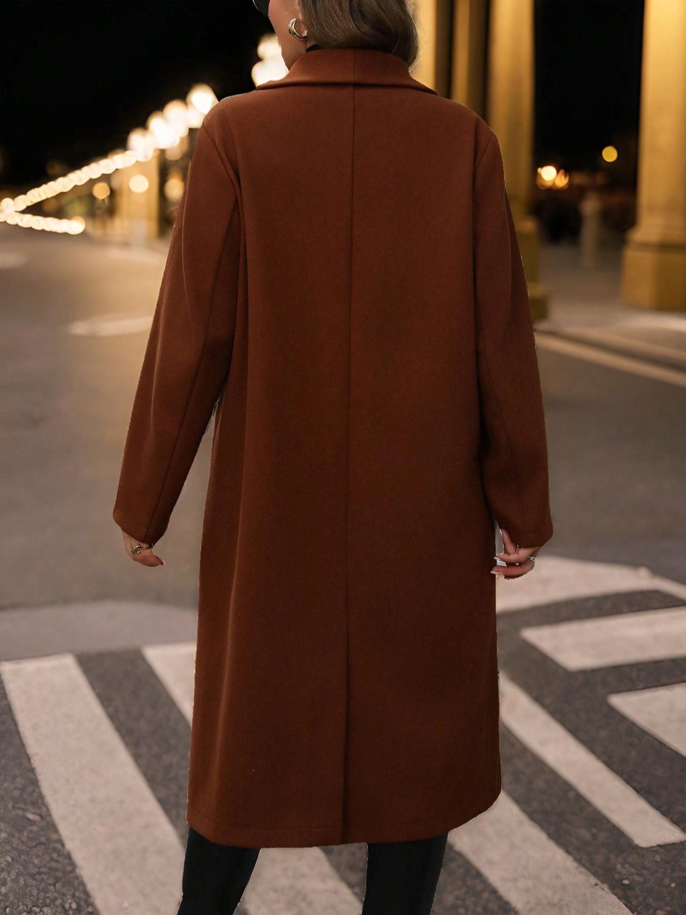 Caramel Brown Mid-Length Lapel - đánh giá và giá Wool Blend Coat