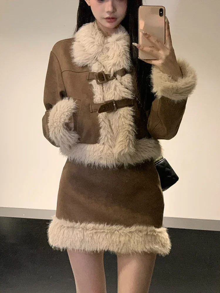 Autumn Retro Faux Fur 2 Piece  - đánh giá và giá Winter Wear Clothes