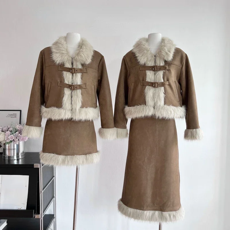 Autumn Retro Faux Fur 2 Piece  - đánh giá và giá Winter Wear Clothes